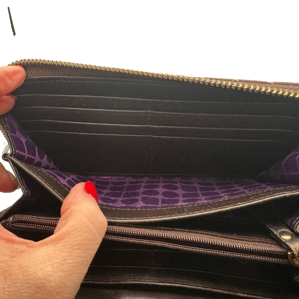 KATE SPADE ♠️ Neda Thompson Street Noel Brown Fabric Zip Around Wallet - Picture 8 of 10